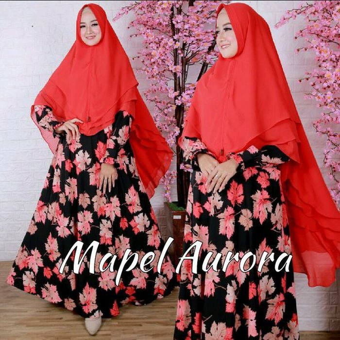 Gamis MAPLE PELANGI MAPEL Monalisa Maxy Mola Molla Maxmara Maxy Dress - Hitam MERAH