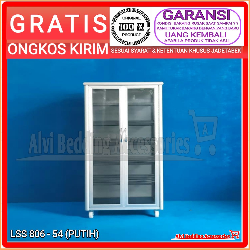 Rak Sepatu 6 Susun LSS 806-54 Aluminium Kaca Riben Bufet Lemari Sendal Sepatu Bupet