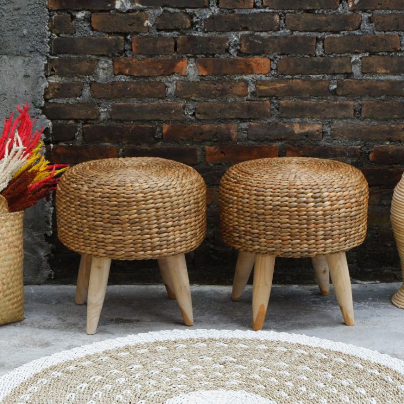 Sofa Stool / Stool Jamur / Stool Enceng / Sofa Puff / Kursi Enceng / Sofa Anyam Stool Natural Anyam