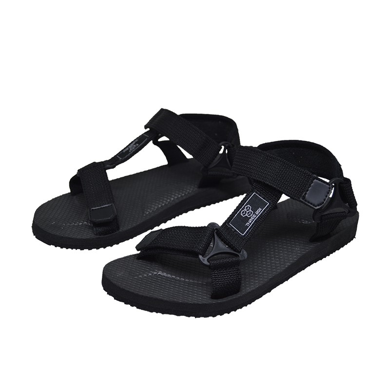 THREE BOX - Sandal Gunung Tali Massive Pria Wanita Black Outdoor Traveling Hiking ORIGINAL