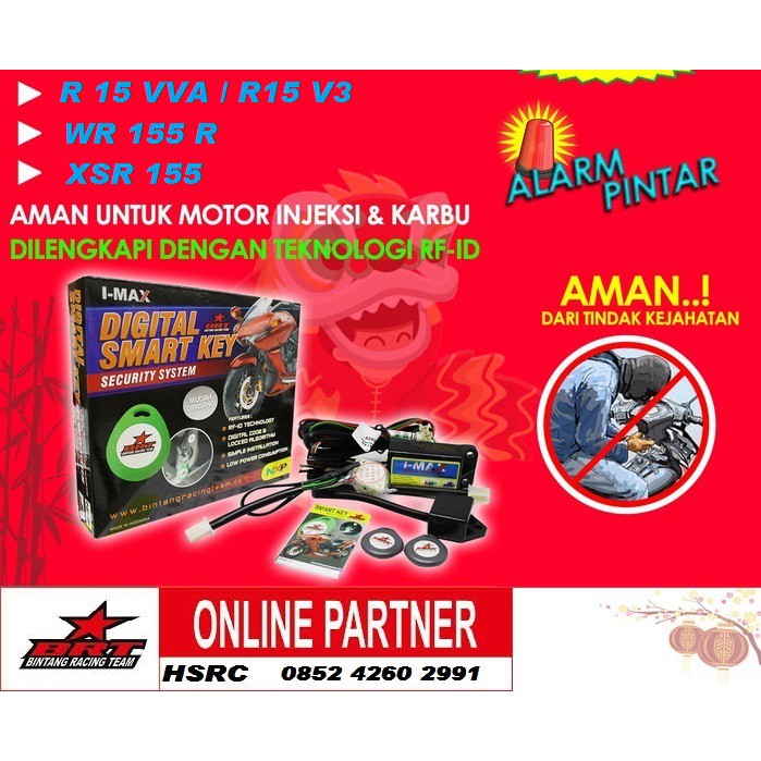 Alarm Motor SMARTKEY BRT YAMAHA R15 VVA V3 WR 155 XSR 155 All New Vixion Remote Digital Anti Maling