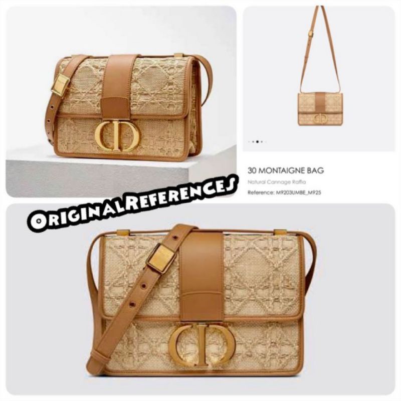CHRISTIAN DIOR 30 Montaigne Natural Cannage Raffia Bag SS22 *BISA MicroChip Sensor*