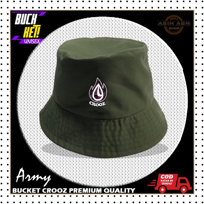 Topi Bucket Dewasa / Bucket Hat Unisex Army Crozz / Aksesoris Pria Wanita Outdor / Fashion Cowok Cew
