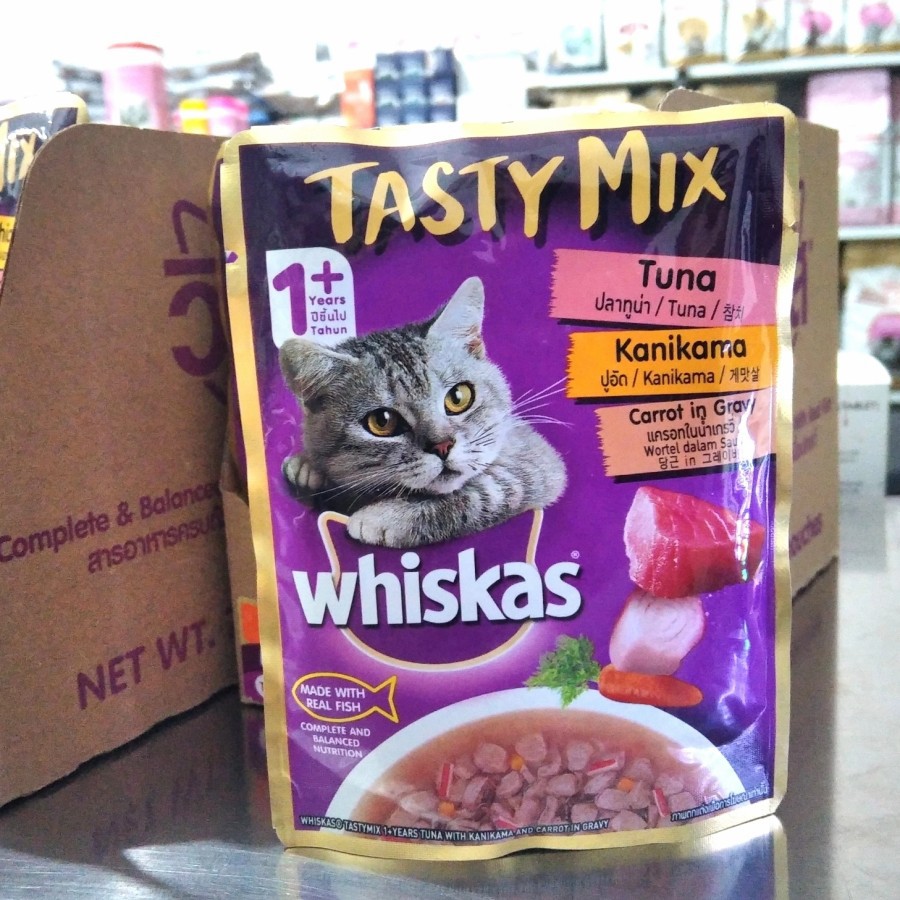 Whiskas Tasty Mix Rasa 70gr - Tuna Kanikama Carrot In Gravy