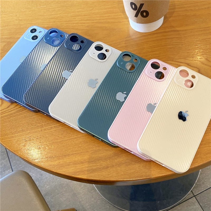 Case Full Cover Lensa Bahan Karbon Fiber PC TPU Untuk IPhone 11 12 13 PRO MAX