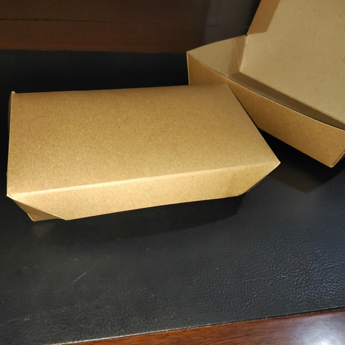 

s7wta Paper Box Lunch Large - Coklat - Pape Box Kertas Paper Take Away Brown - Cokelat S10D4R