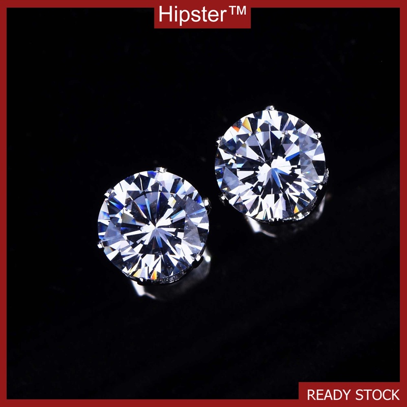 Fashion Moissanite Crown Earrings White Gold Heart Shape