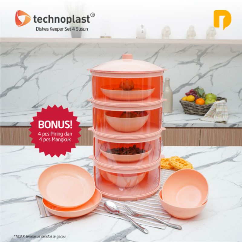 Technoplast Dishes Keeper Set 4 Susun - Tudung Saji 4 Susun