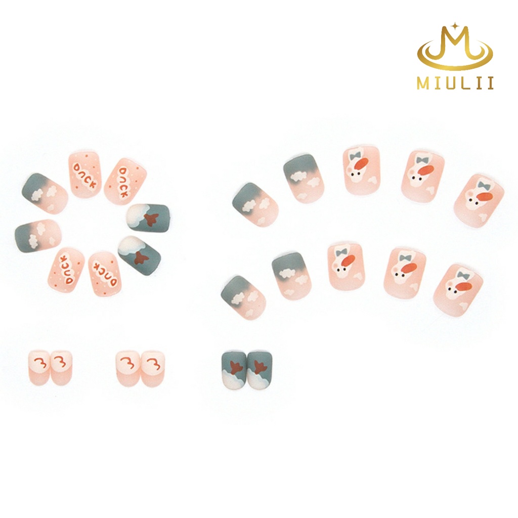 MIULII / KUKU PALSU  A0449  / 24PCS / 3D / NAIL ART / PREMIUM / CUTE / BIRU / FREE LEM JELLY / KUTEK