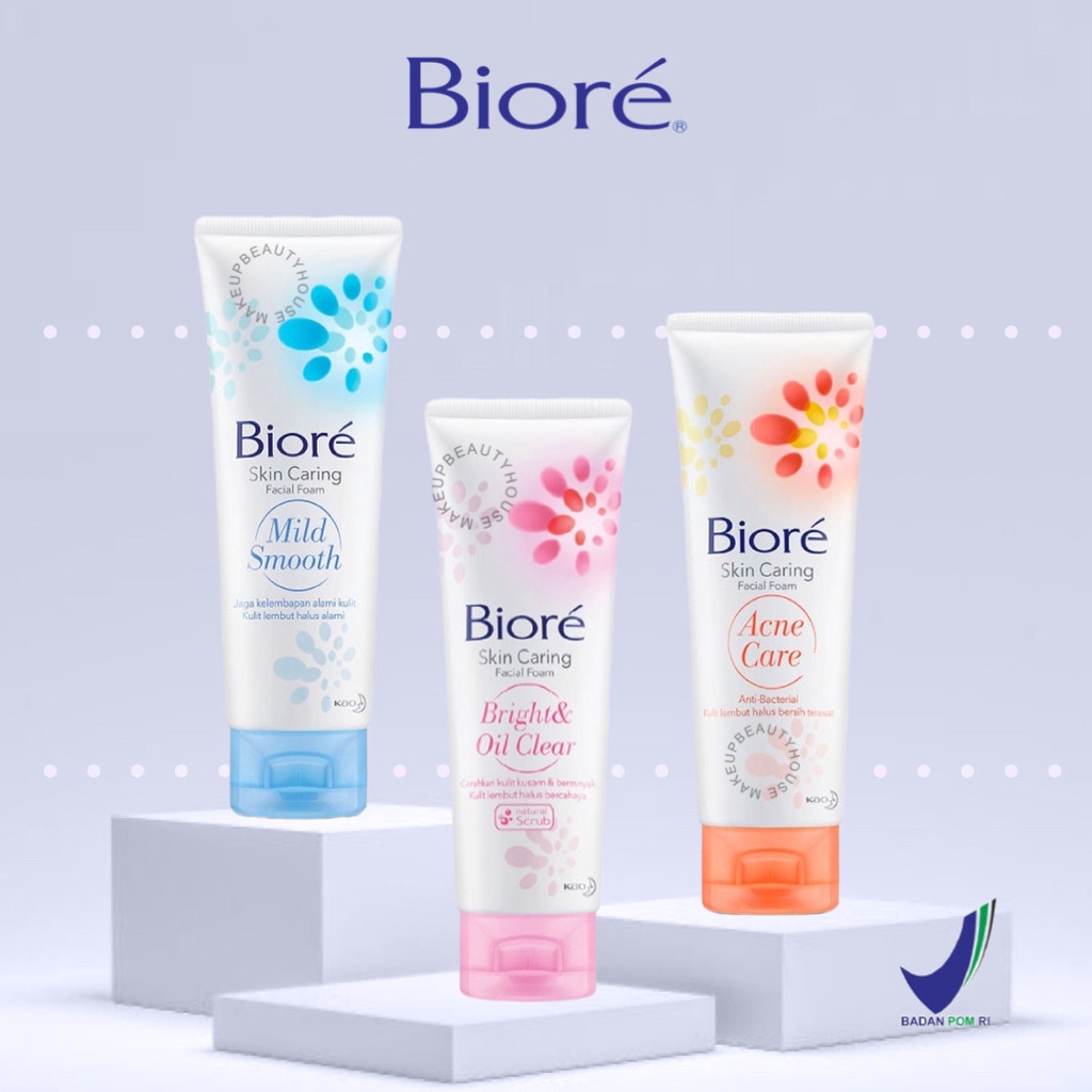 Jual Biore Skin Caring Facial Foam 100ml Acne Care Mild Smooth