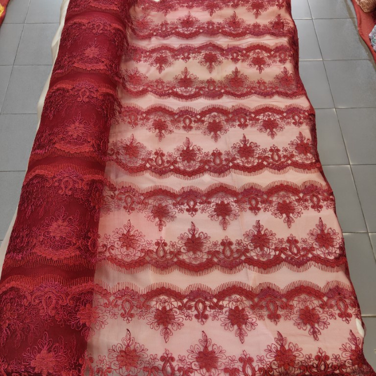 KAIN TILE RENDA METERAN TILE BORDIR RENDA METERAN KAIN TILE RENDA TEMPEL KOMBINASI BORDIR TEBAL
