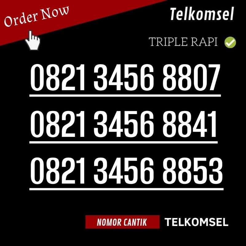 Nomor Cantik Simpati Seri Naik 08123456 88 - Kartu Perdana Telkomsel 4G Nomor Cantik Seri Naik 0821 