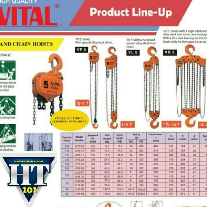 chain block vital 1 ton x 5 meter kerekan manual vital