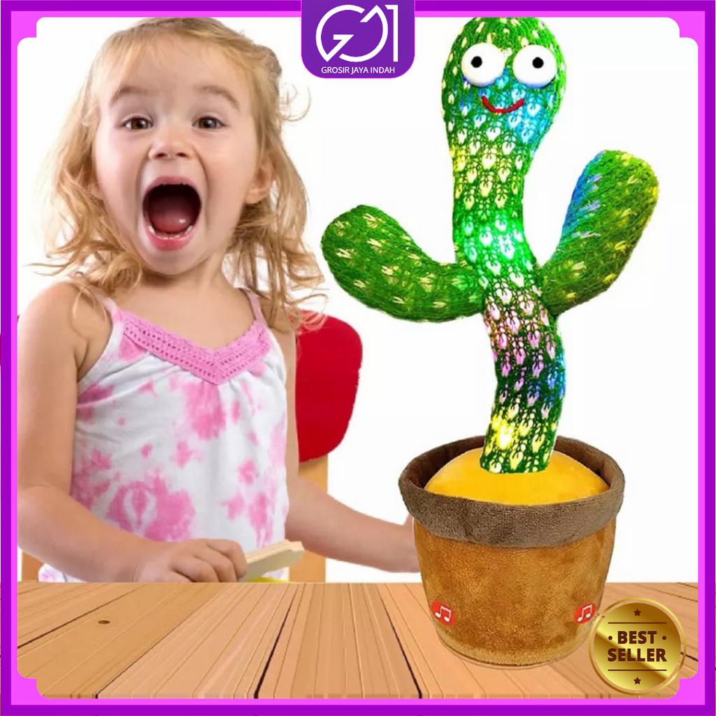 Mainan Boneka Kaktus Lampu Goyang dan Bicara / Kaktus LED Bisa Joget dan Meniru Suara / Boneka Bergoyang Menari / Dancing Cactus Toy