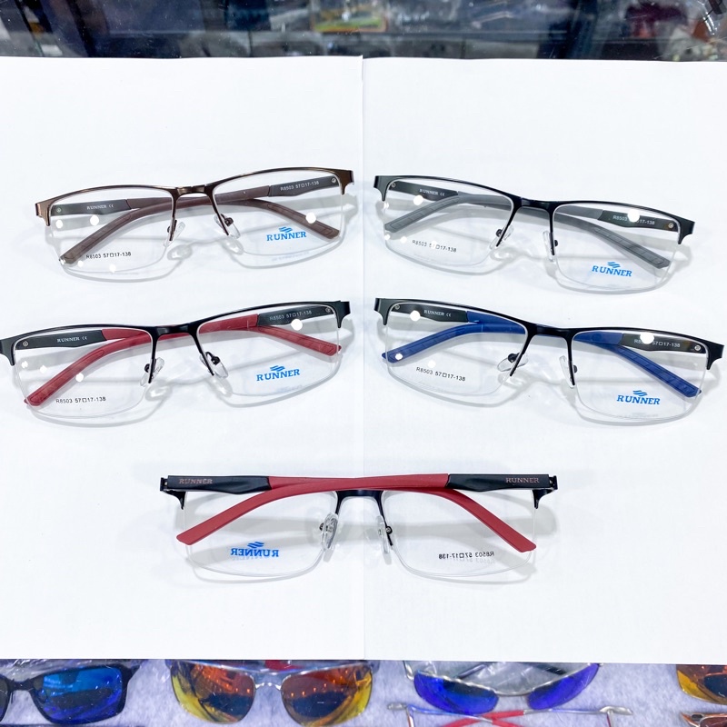 PROMO FRAME RUNNER 8503 KACAMATA SPORT COWOK PRIA MODEL HALF GANTUNG BESI KUAT AWET Free box