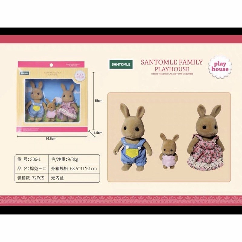 mainan figurine sylvanian families replika bunny bear koala