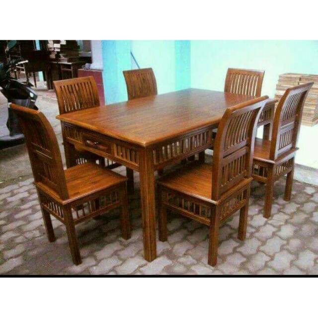 Kursi & Meja makan kartini jati 6 kursi