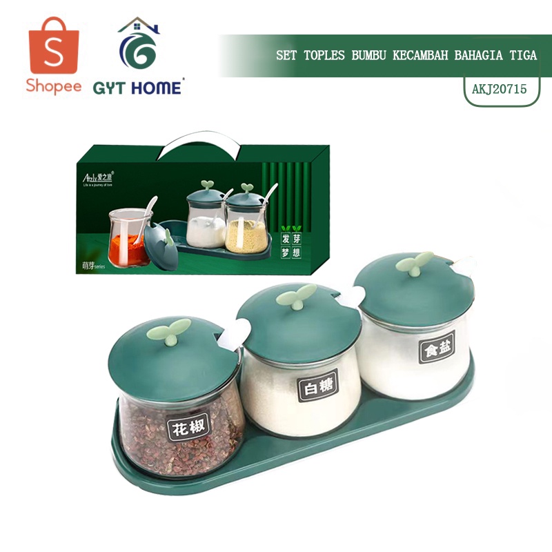 Premium (Mount) GYT Tempat Bumbu Dapur Unik/Wadah Bumbu Dapur Set 3pcs Kaca Premium 300ml