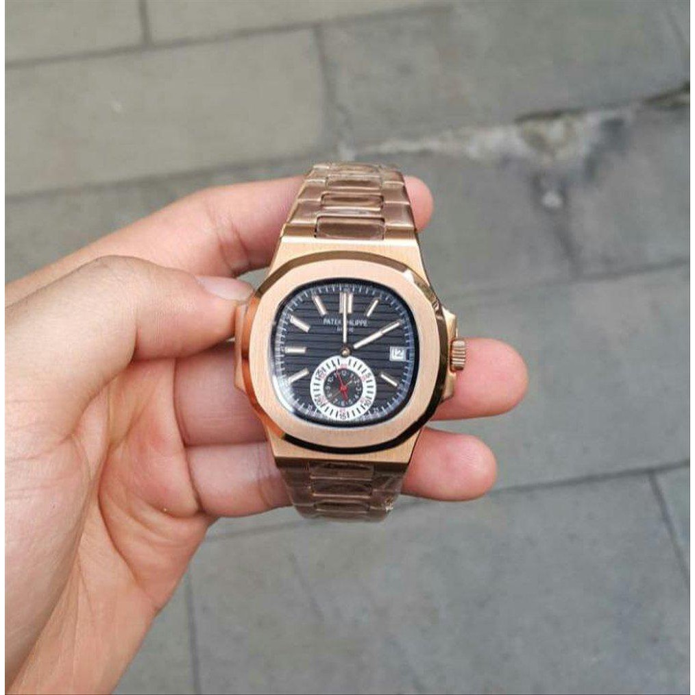 Dijual JAM PATEK PHILIPPE ROSEGOLD BLACK BLACK DIAL SUPER CLONE Terbatas