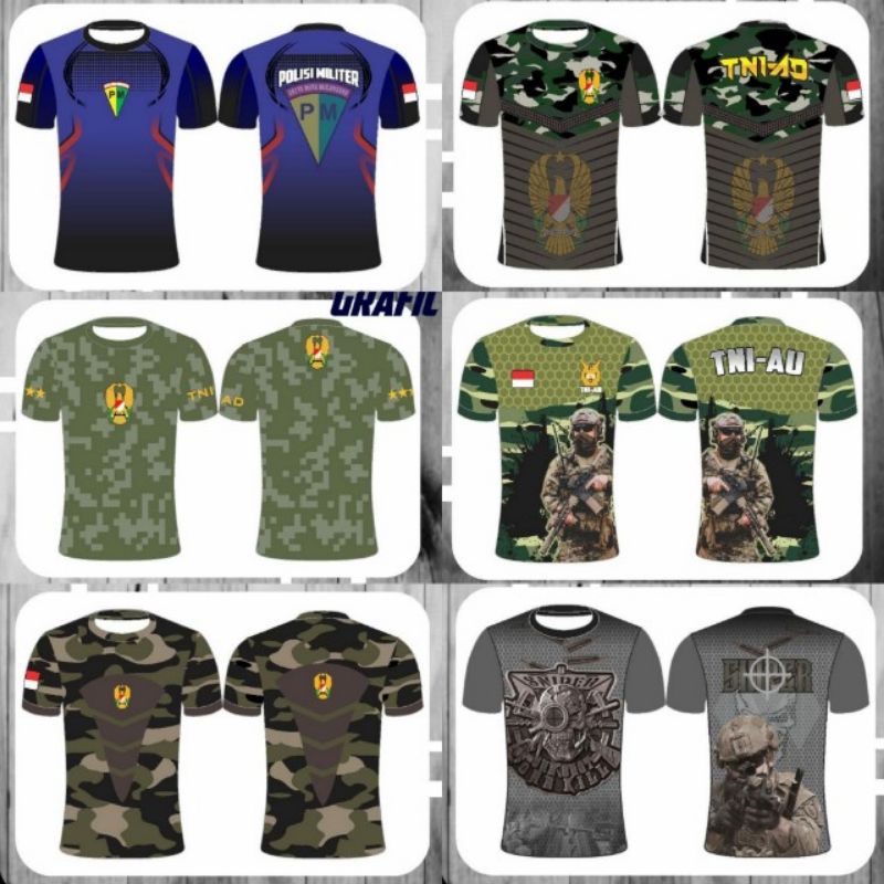 JERSEY TNI KAOS PRIA DEWASA LORENG TNI AD TNI AU TNI AL POLICI MILITER