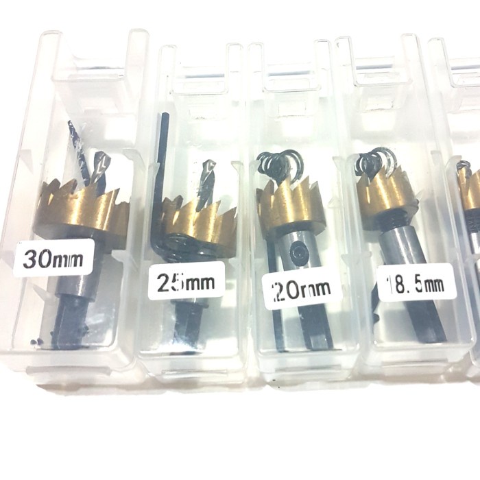 5pcs set mata bor baja pembuat lubang bulat holesaw lobang set