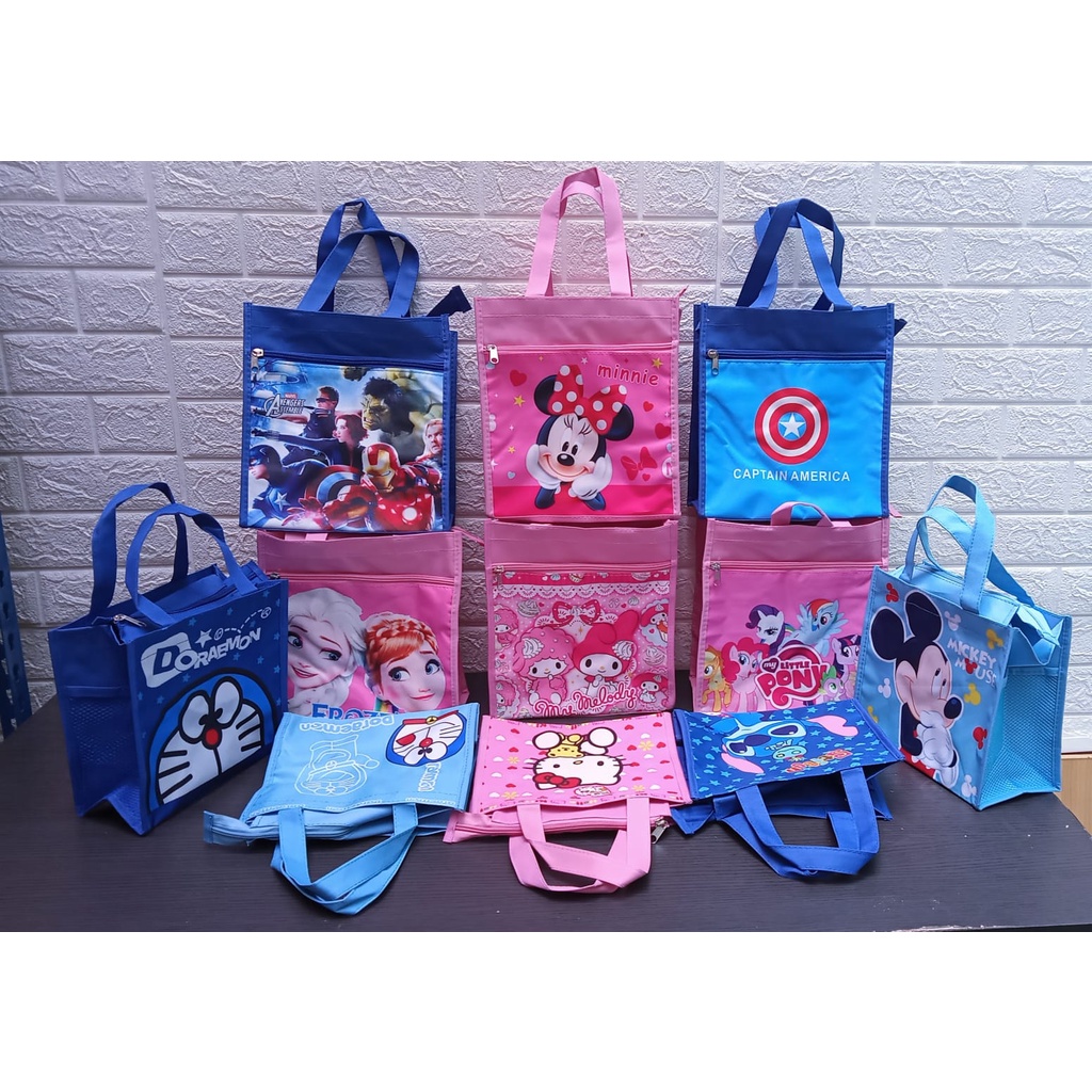 Tas Bekal Anak Import Tas Bekal Motif Karakter Murah Lunch Bag Box Tempat Bekal Penyimpan Makanan Murah TB-08-TBK