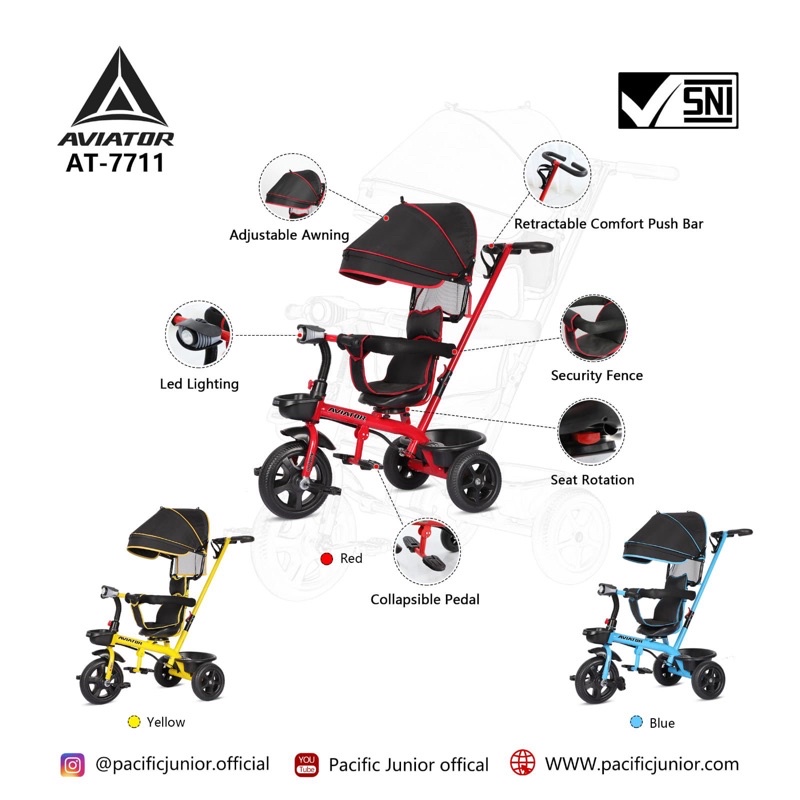 Sepeda Tiga Roda Aviator 7711 Sepeda Trike Aviator Stroller Anak