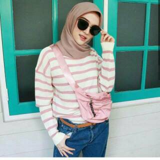 Ori blaster shecker blouse rajut  belang  baju  stripe 