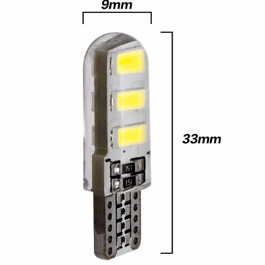 Lampu LED T10 Silicone Case 6 SMD 5730 Crystal Jelly Lampu Senja Sen Strobo Kedip Mobil Motor DC12V