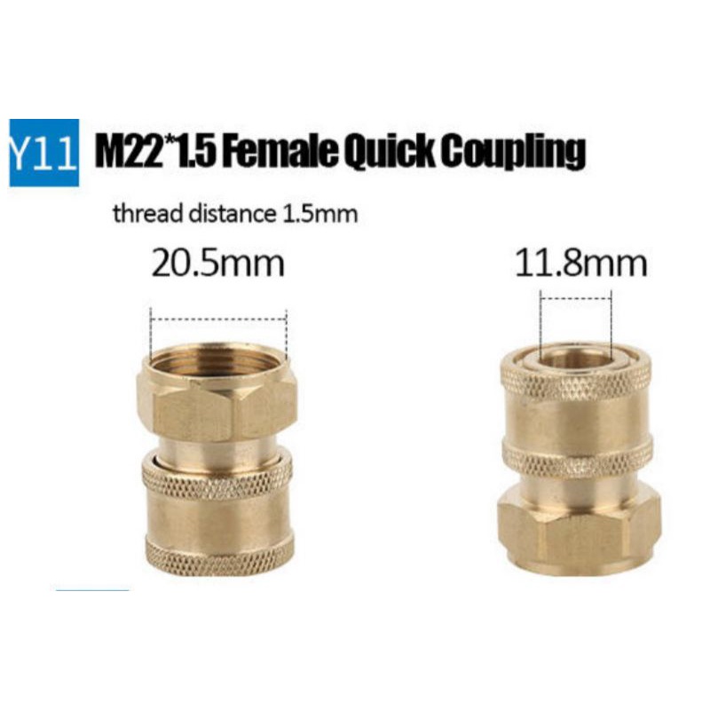 sambungan 1/4 inch female quick coupling & M22 female thread
