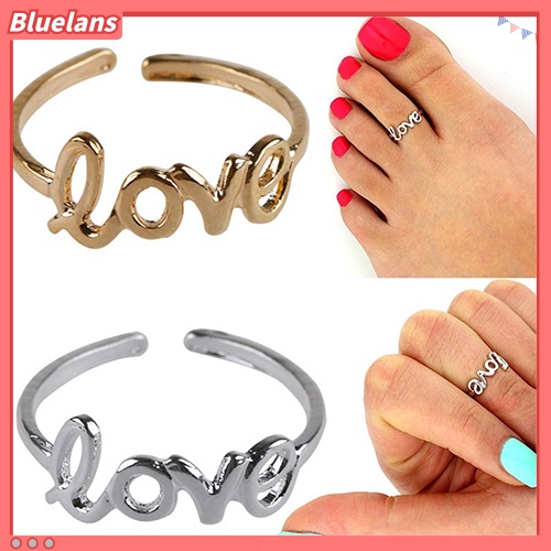 Bluelans Women Fashion Simple Hollow Love Adjustable Finger Toe Open Ring Beach Jewelry