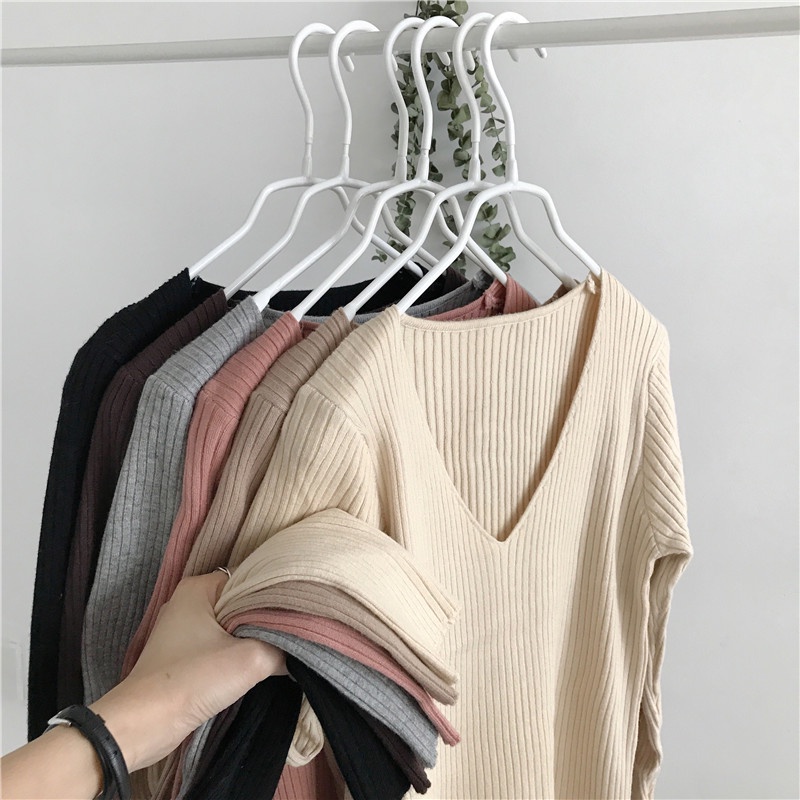 Sweater Rajut Lengan Panjang Kerah Setengah Tinggi Wanita Korea