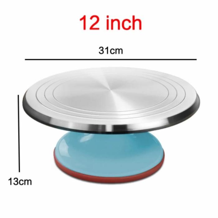 Alish | Premium Meja Putar Kue Rotary Cake Lazy Susan Stainless 30 Cm