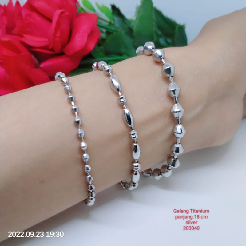 Gelang Silver Titanium Perhiasan Aksesoris Lapis Emas Terlaris Termurah