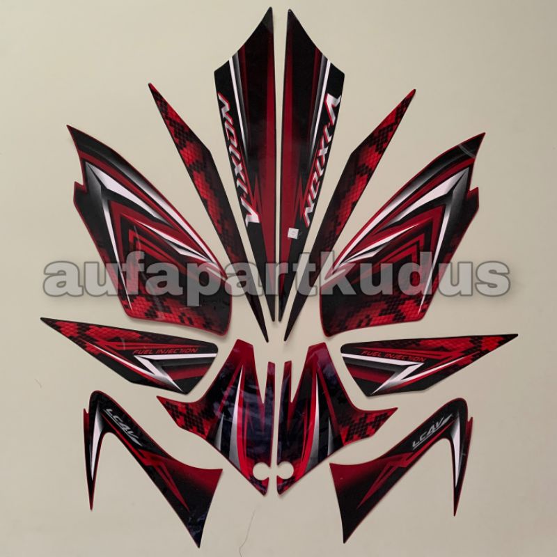 Stripping strip stiker sticker lis polet body Yamaha Vixion old thn.2009 Hitam Merah striping les vi