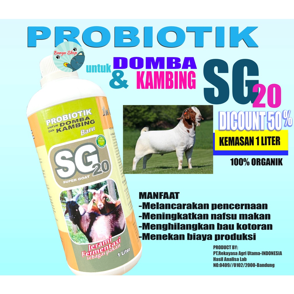 Probiotik untuk fermentasi jerami/pakan kambing dan domba SG-20-KEMASAN 1 LITER-VITAMIN DOMBA-KAMBING