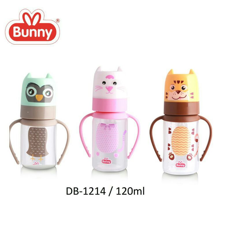 Botol Susu Karakter Lucu Dengan Gagang/Pegangan BPA Free 250 Ml/ 125 Ml Bunny DB 2414/1214