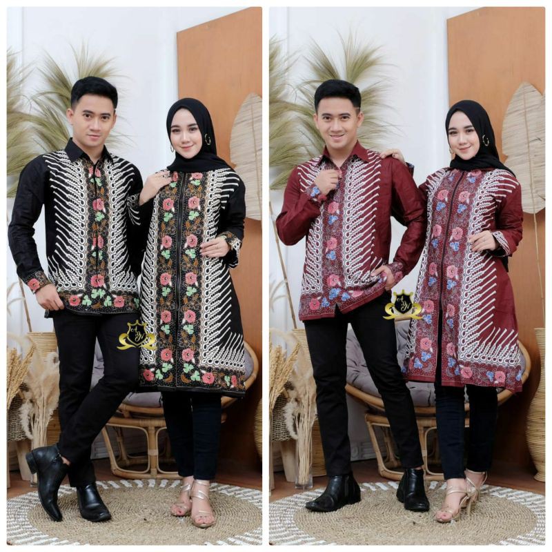 SARIMBIT BATIK/BAJU BATIK COUPLE TUNIK ZIPPER DEPAN TERBARU DAN TERMURAH