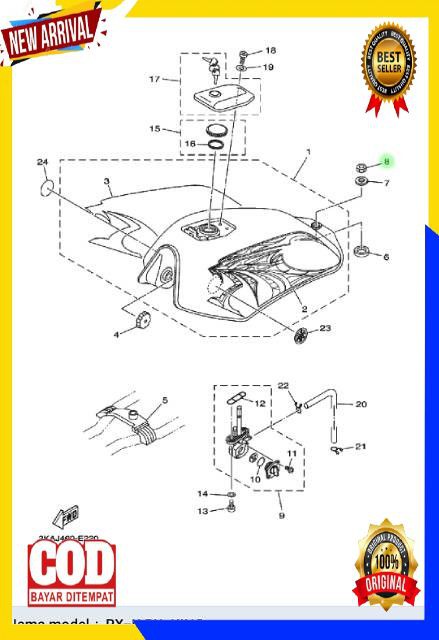 MUR DAMPER TANGKI MUR RX KING RX S RX Z YT115 ASLI ORIGINAL YAMAHA YGP