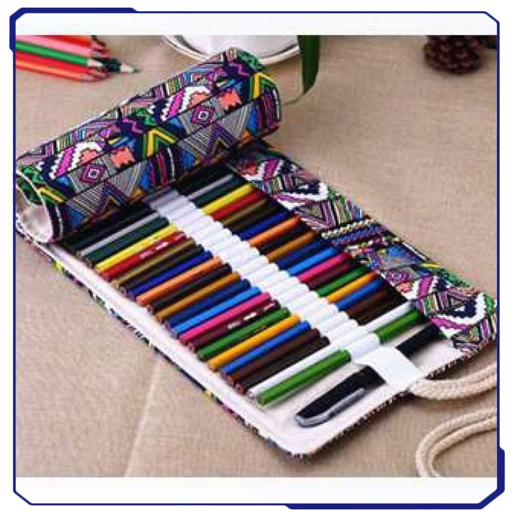

Bohemian Tas Pensil Gulung Canvas 48 Slot 20.5x55cm - EN-71