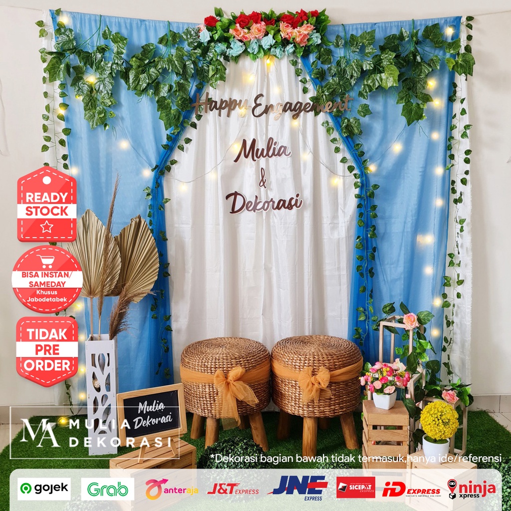 Dekorasi Lamaran Tunangan Backdrop Nikahan PhotoBooth DIY Akad Nikah Aqiqah Khitan Paket Mulia SS