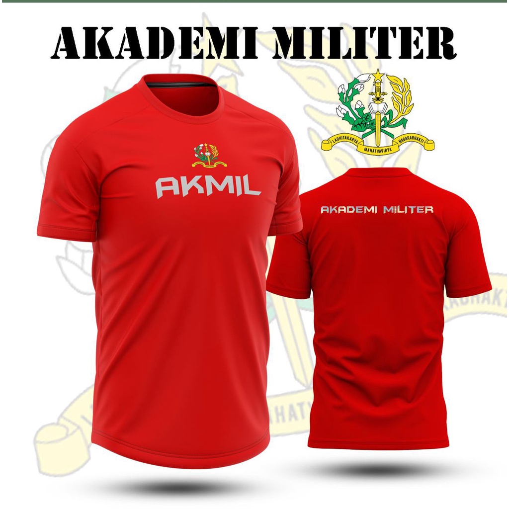Baju Kaos olahraga Taruna Akmil / Atasan Erobik Akmil / Kaos Akmil Merah Lengan Pendek Bahan Drifit 