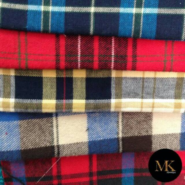 Kain Kotak Bahan Flanel Motif Tartan Gingham Bahan Kemeja Gamis Meteran