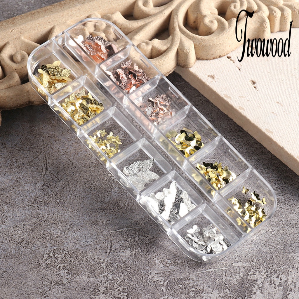 1 Kotak Ornamen Kupu-Kupu 3D Bahan Metal Tahan Karat Untuk Dekorasi Nail Art