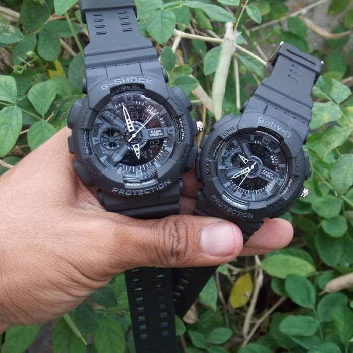 JAM TANGAN COUPLE G SHOCK & BABY G GA//110 HITAM LIST PUTIH - Hitam Terbatas
