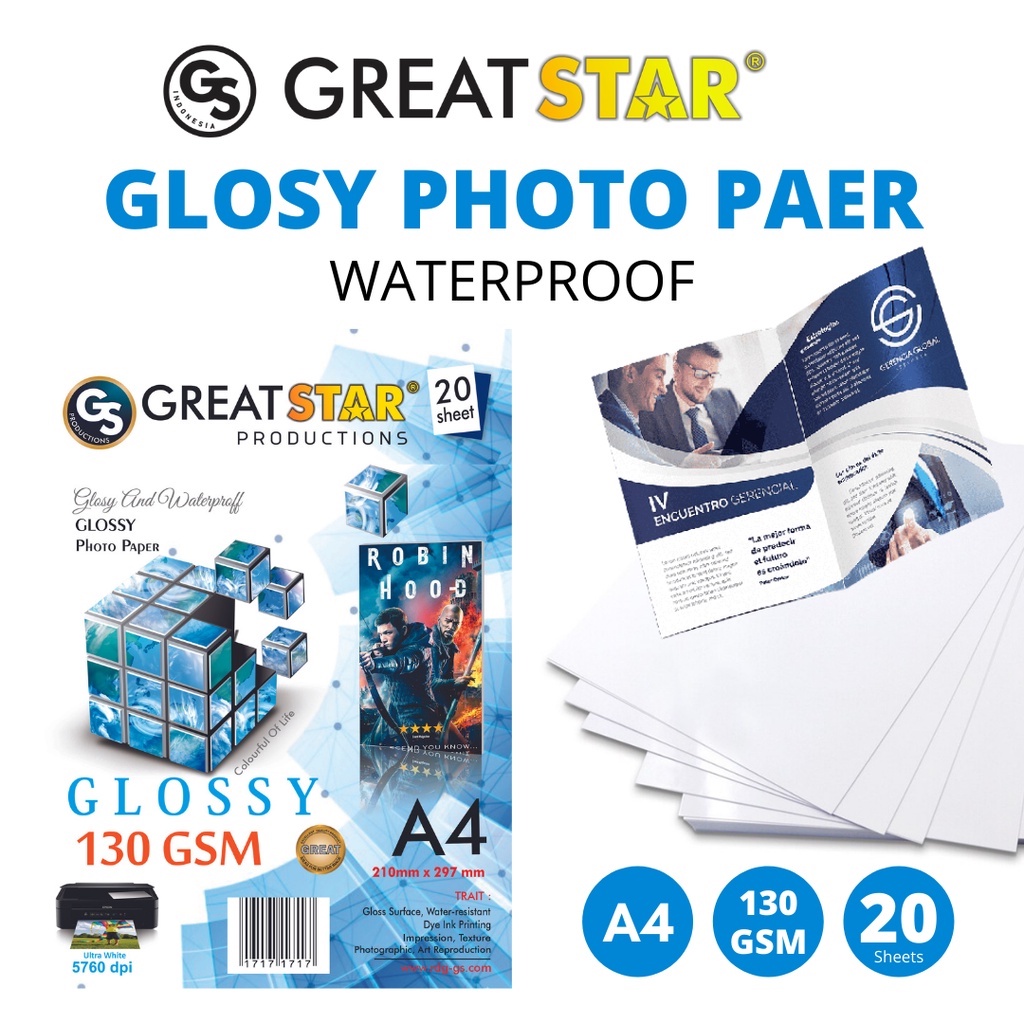 

Glosy photo paper 130 gsm A4/20 lembar