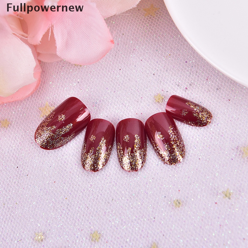 FULL 24Pcs Wedding Rhinestone False Nail Wearable Fake Press On Nails