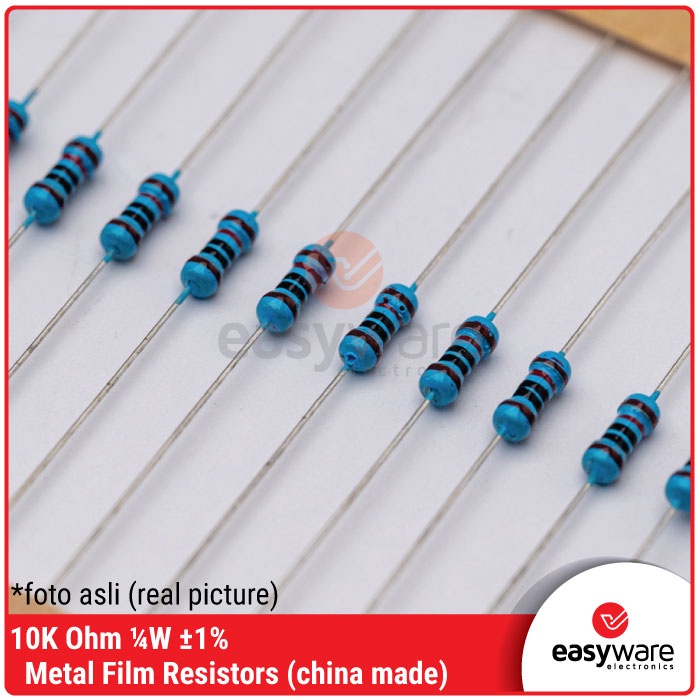 Resistor 10K Ohm 1/4W 1% Metal Film Resistor 10K Axial 0.25 Watt