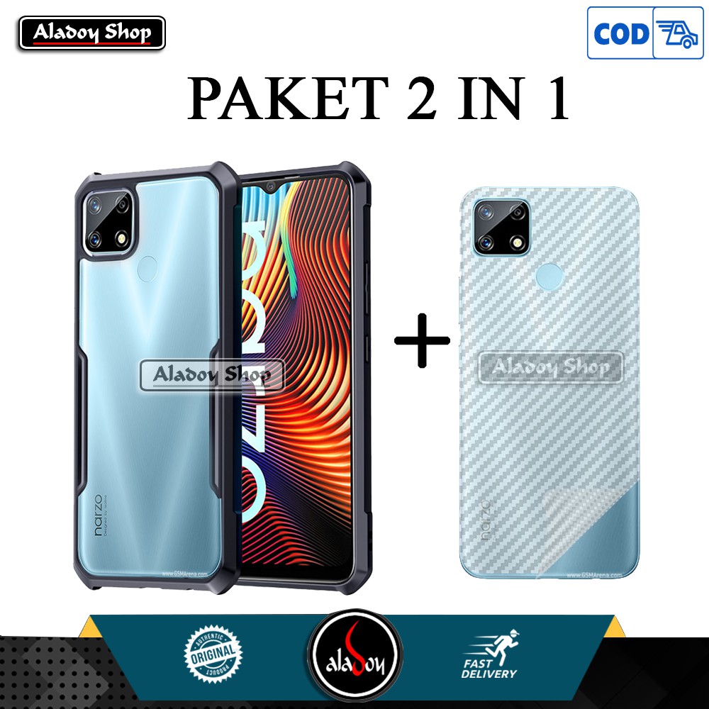 Case Realme Narzo 20 Airbag Shockproof Transparent Casing + Skin carbon