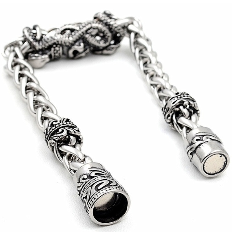 2022 Gelang Tangan Rantai Silver Pria Desain Tengkorak Mahkota Gaya Gothic Vintage Untuk Pesta Ulang Tahun